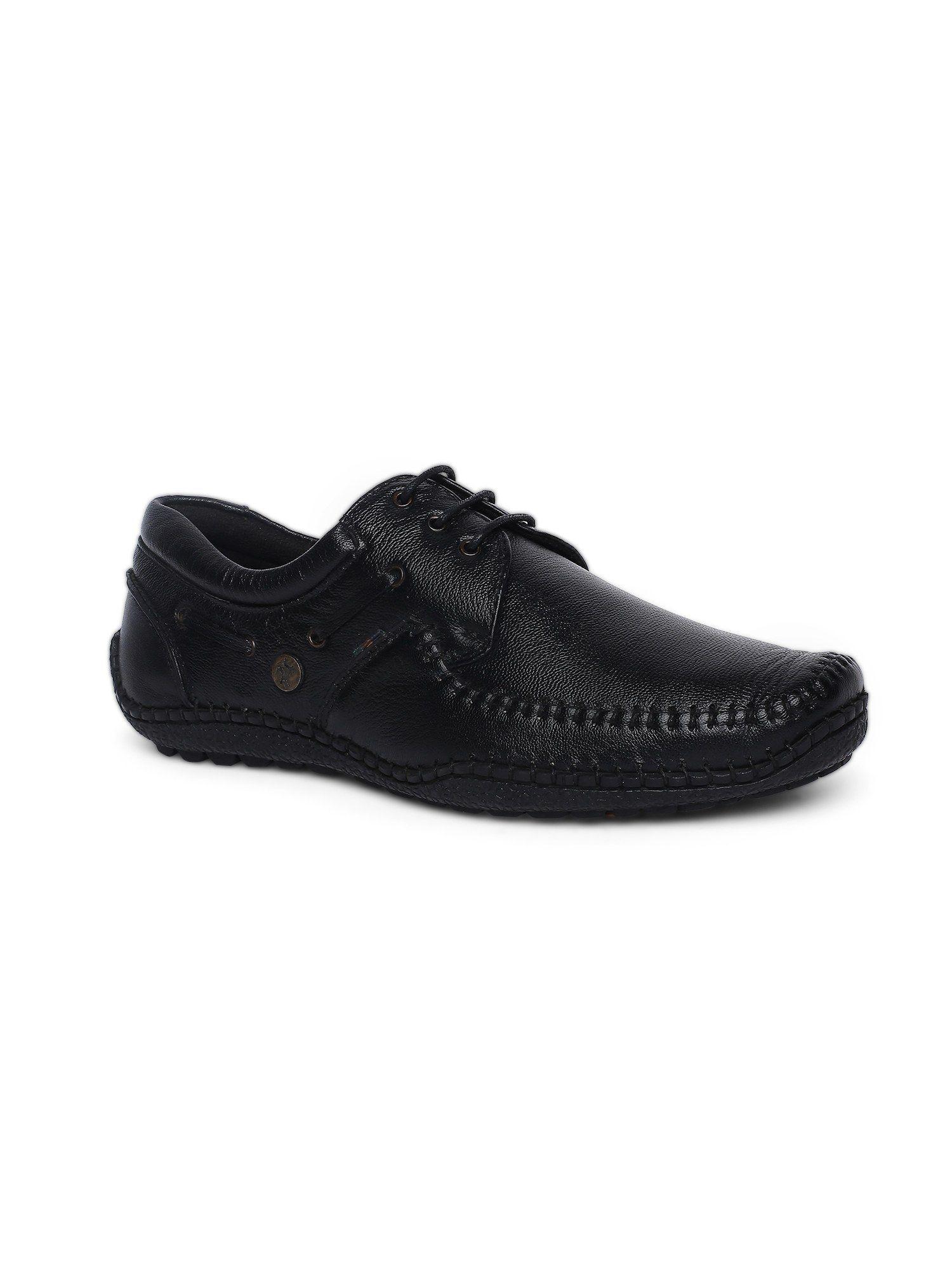 men nerlon nx leather black casual shoes