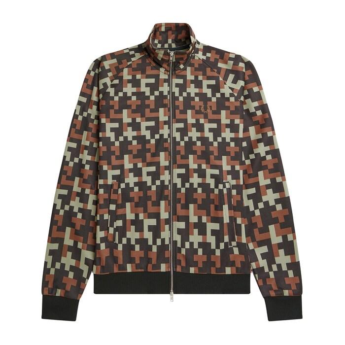 men night green pixel print track jacket