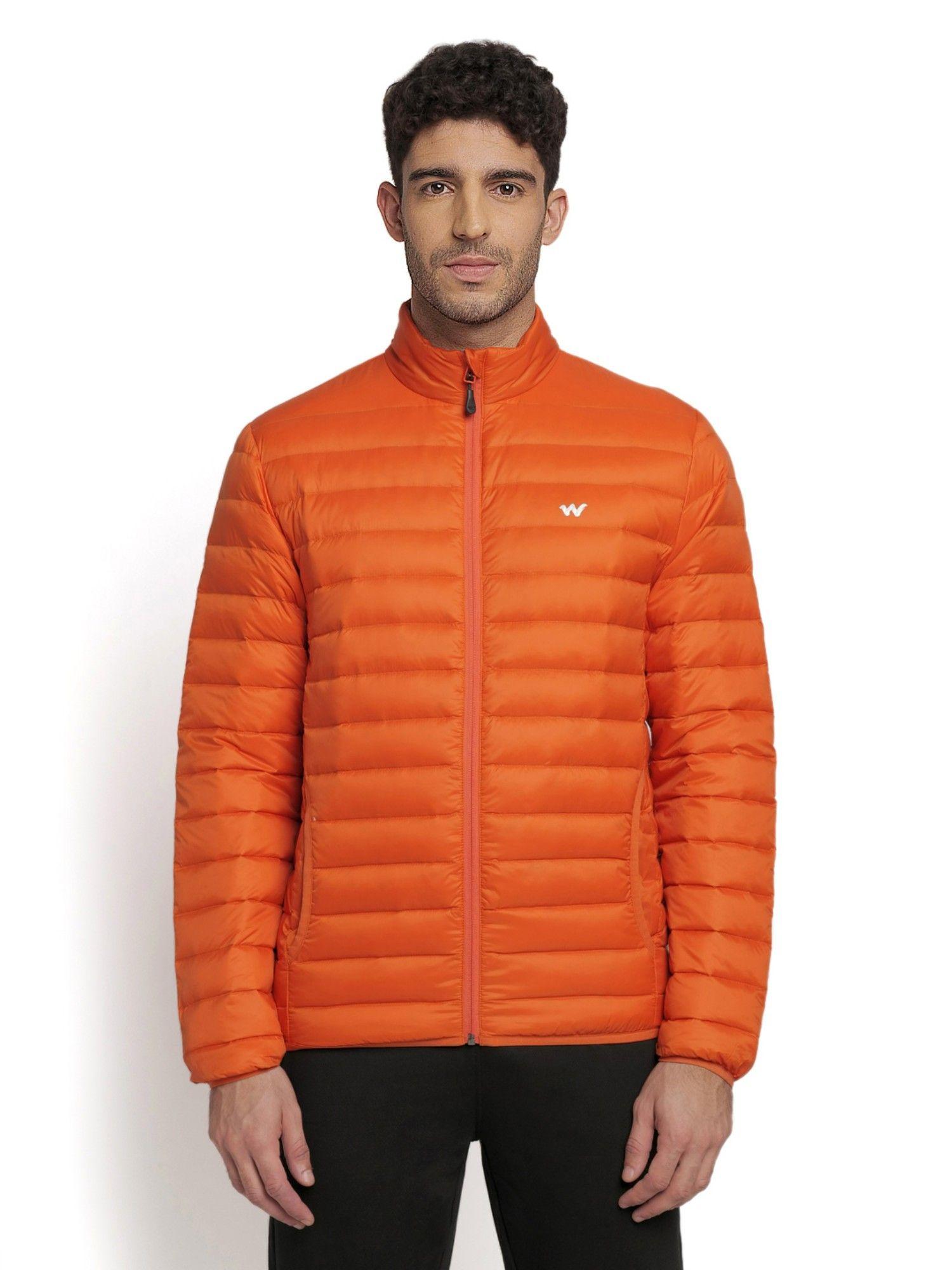 men nylon solid plain jacket-orange
