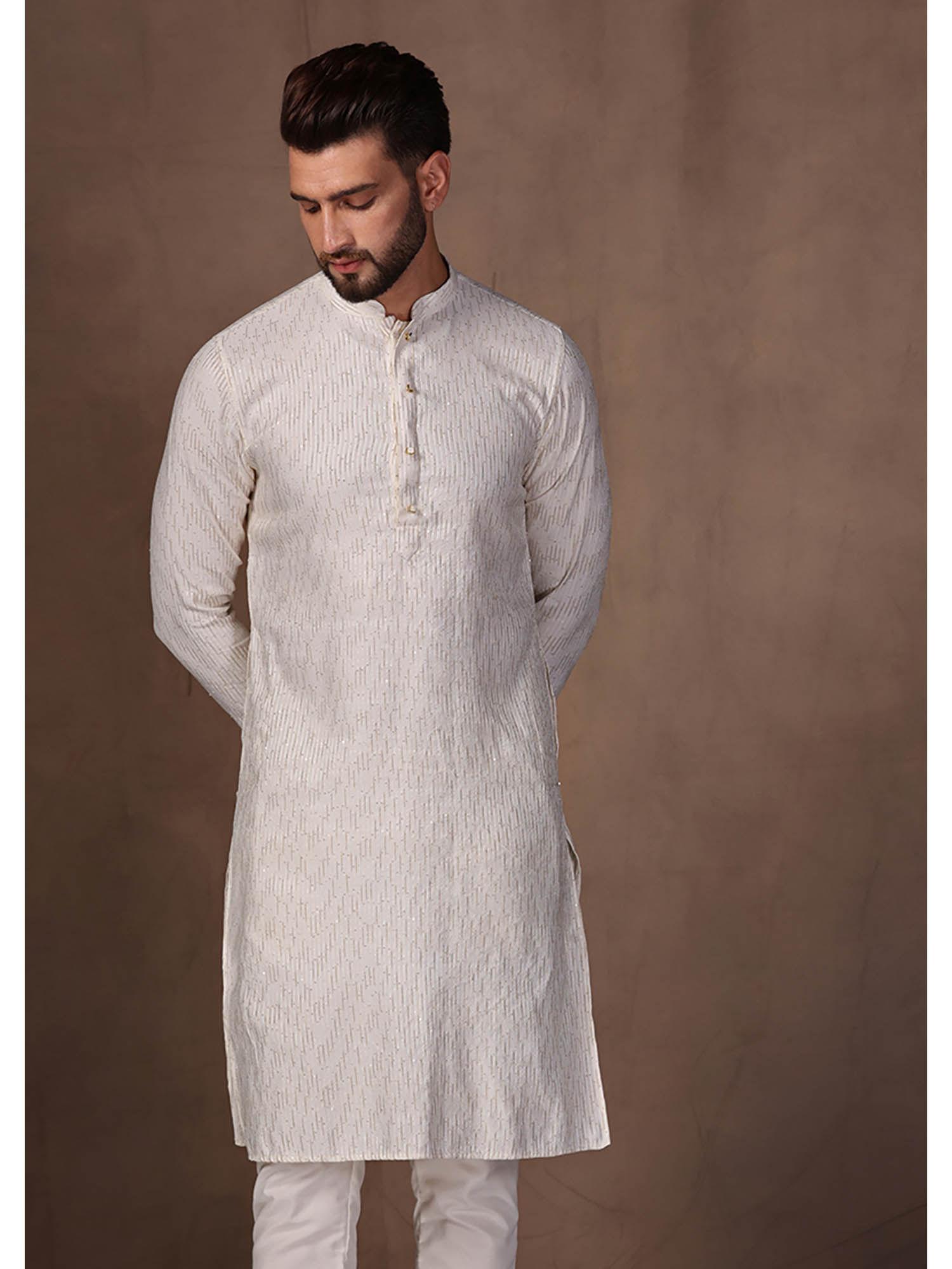 men off white kurta