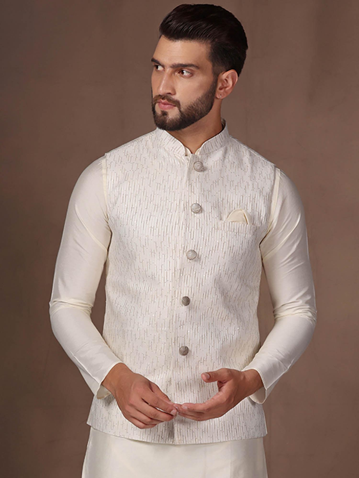 men off white nehru jacket