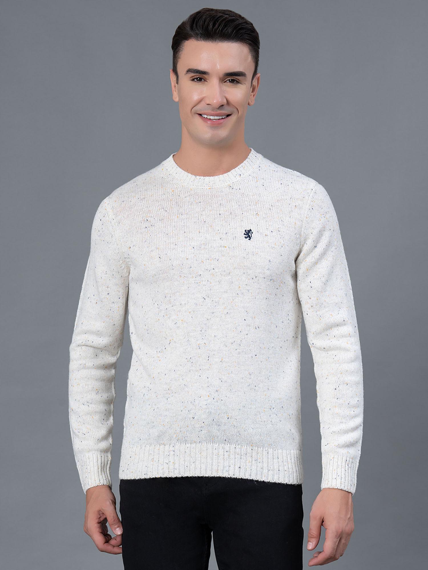 men off white nep acrylic polyester sweater