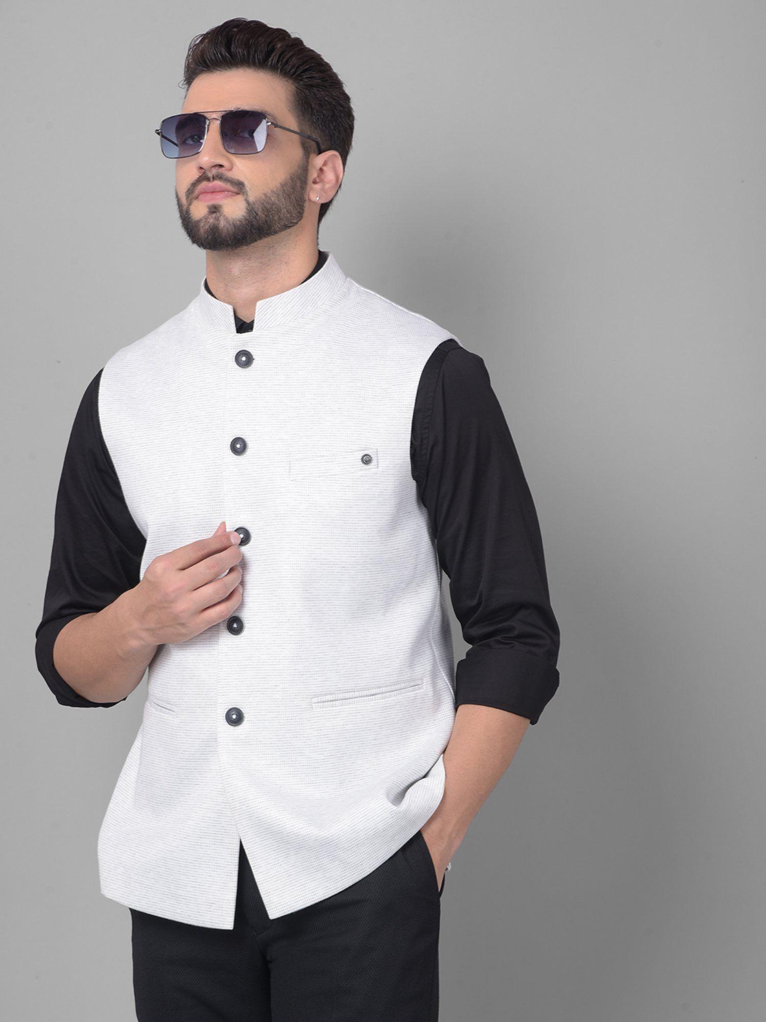 men off white waistcoat