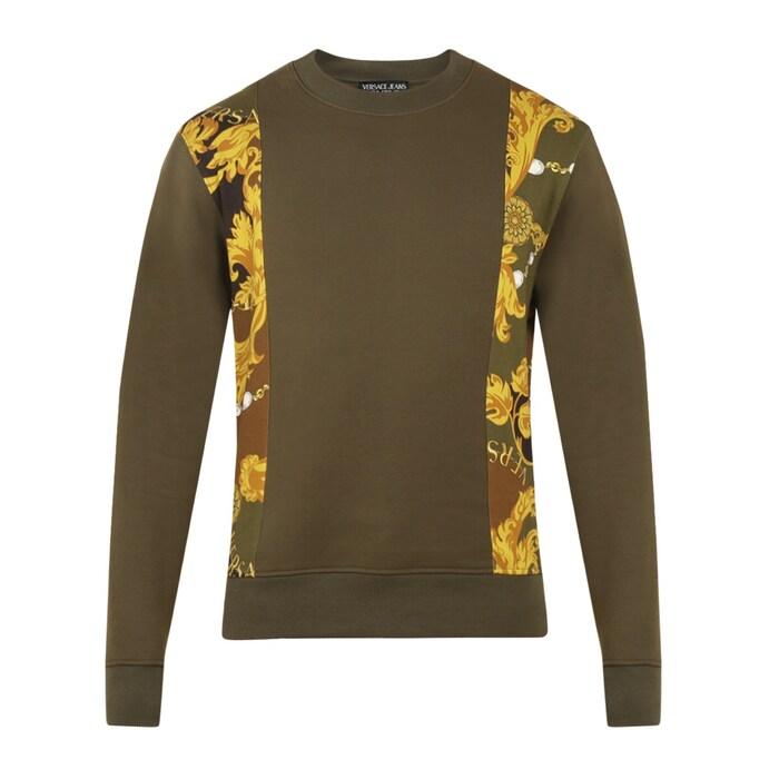 men olive baroque side panels sweatshirt