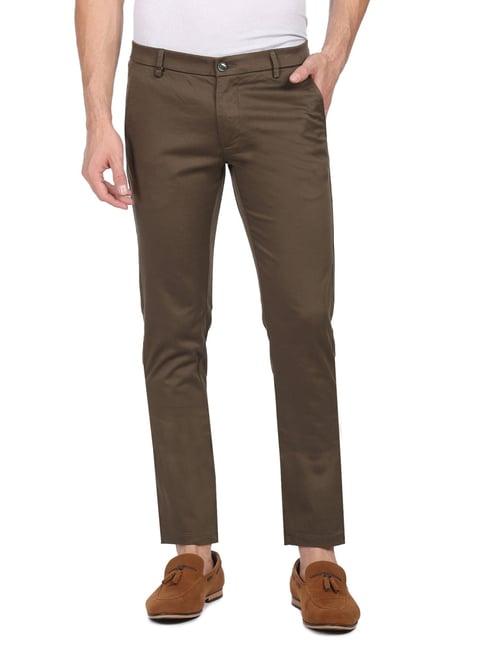 men olive bronson slim fit printed casual trousers