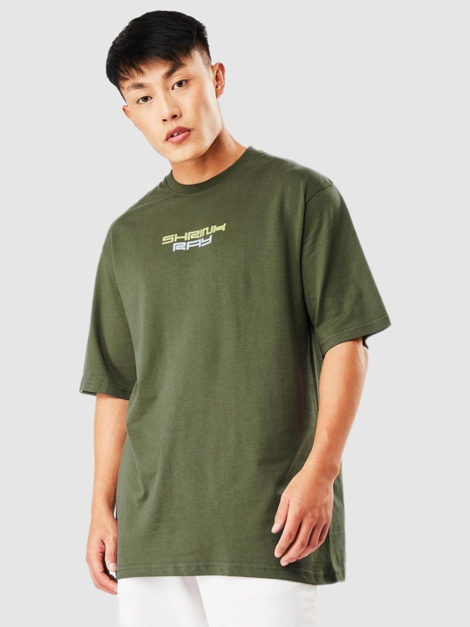 men olive graphic printed boxy fit t-shirt