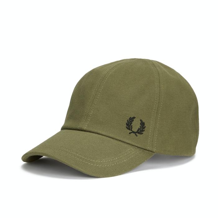 men olive green pique baseball cap with logo