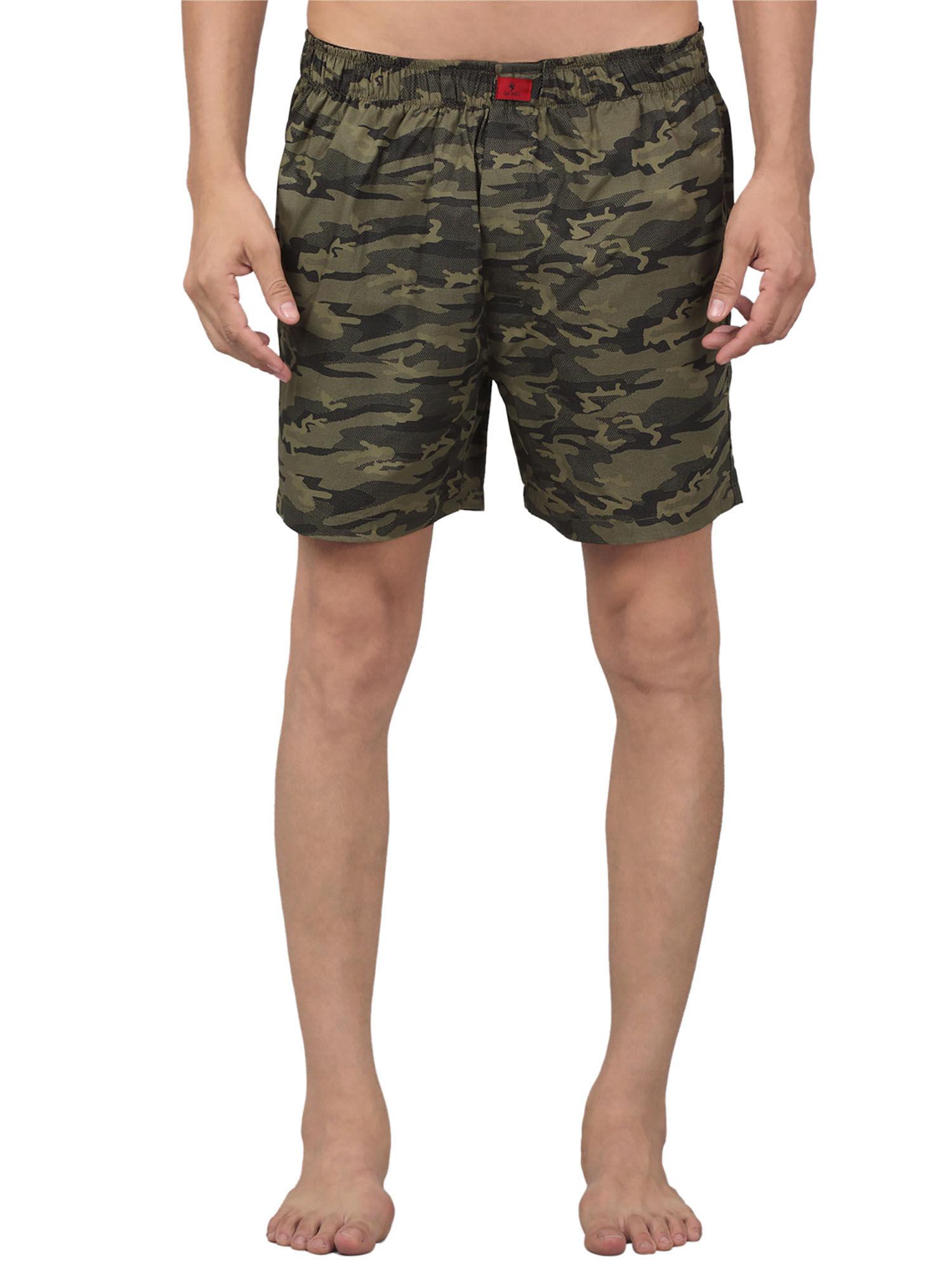 men olive green printed boxer