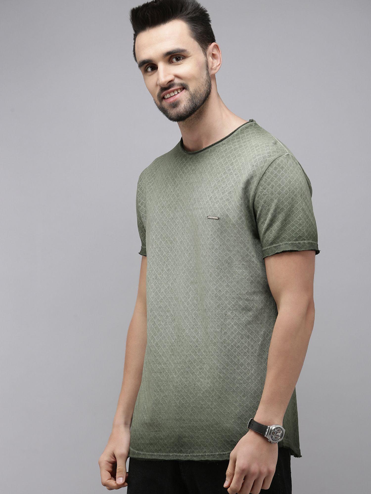 men olive green pure cotton t-shirt