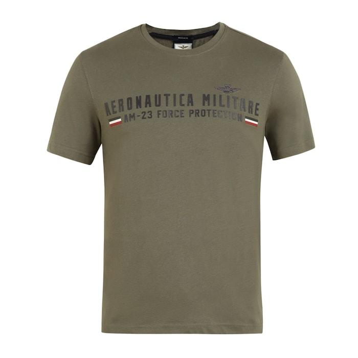 men olive large chest branding t-shirt