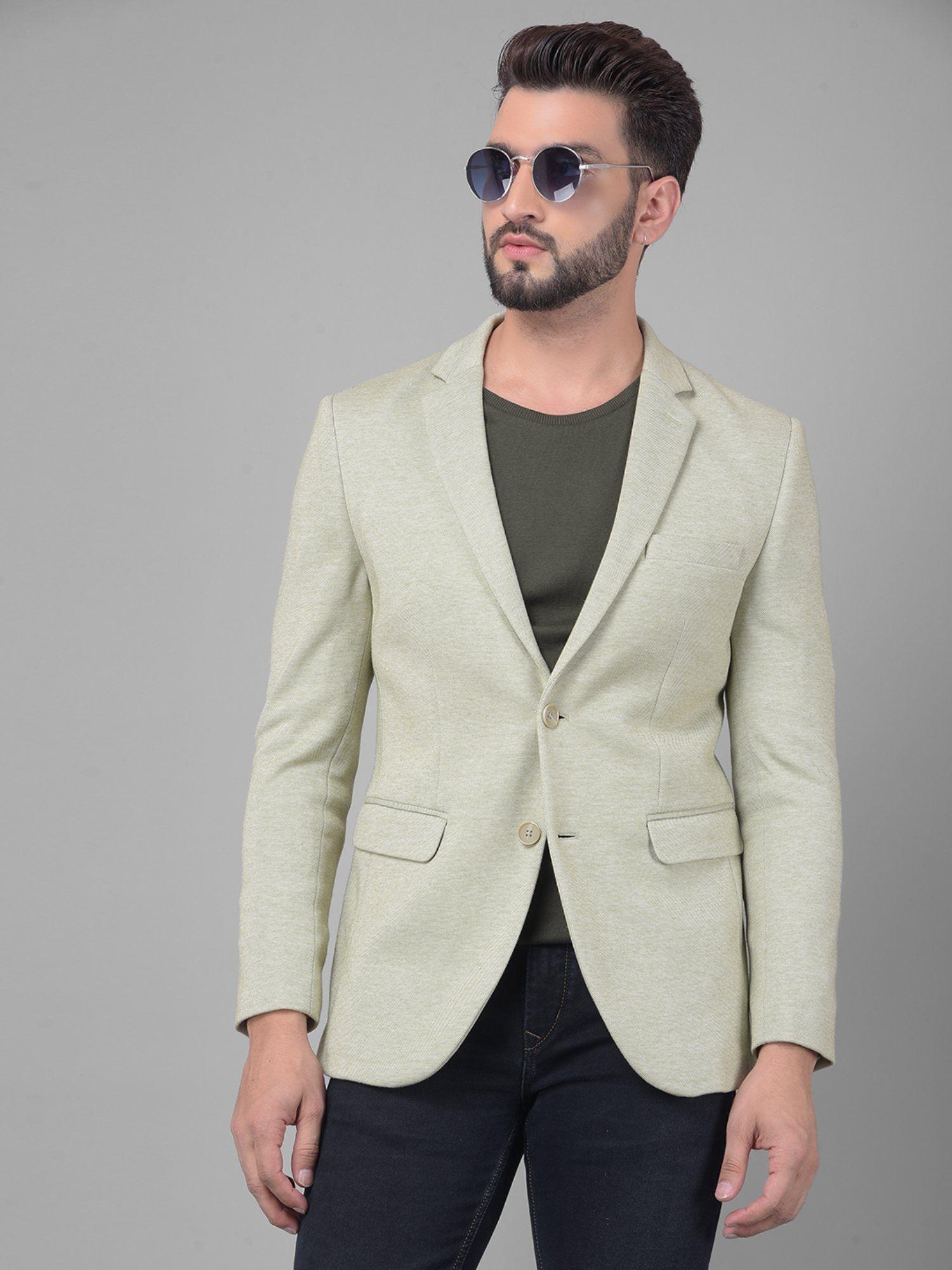 men olive single breasted blazer