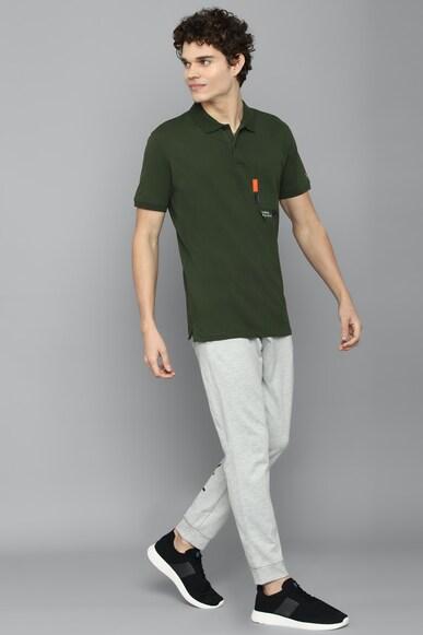 men olive solid polo neck t-shirt