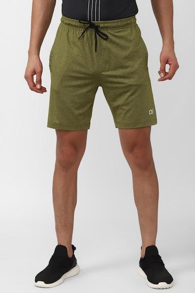 men olive textured athletic fit casual shorts