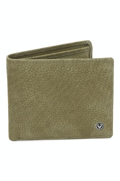 men olive textured leather wallet