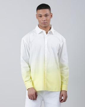 men ombre-dyed oversized fit shirt