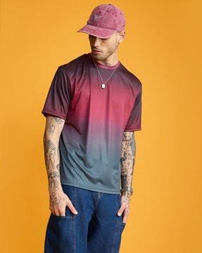 men ombre-dyed regular fit crew-neck t-shirt