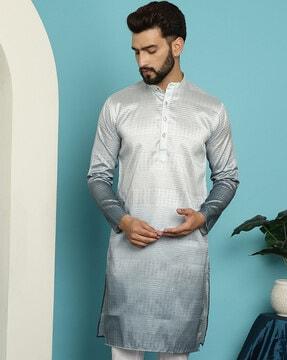 men ombre-dyed regular fit kurta