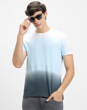 men ombre-dyed slim fit crew-neck t-shirt