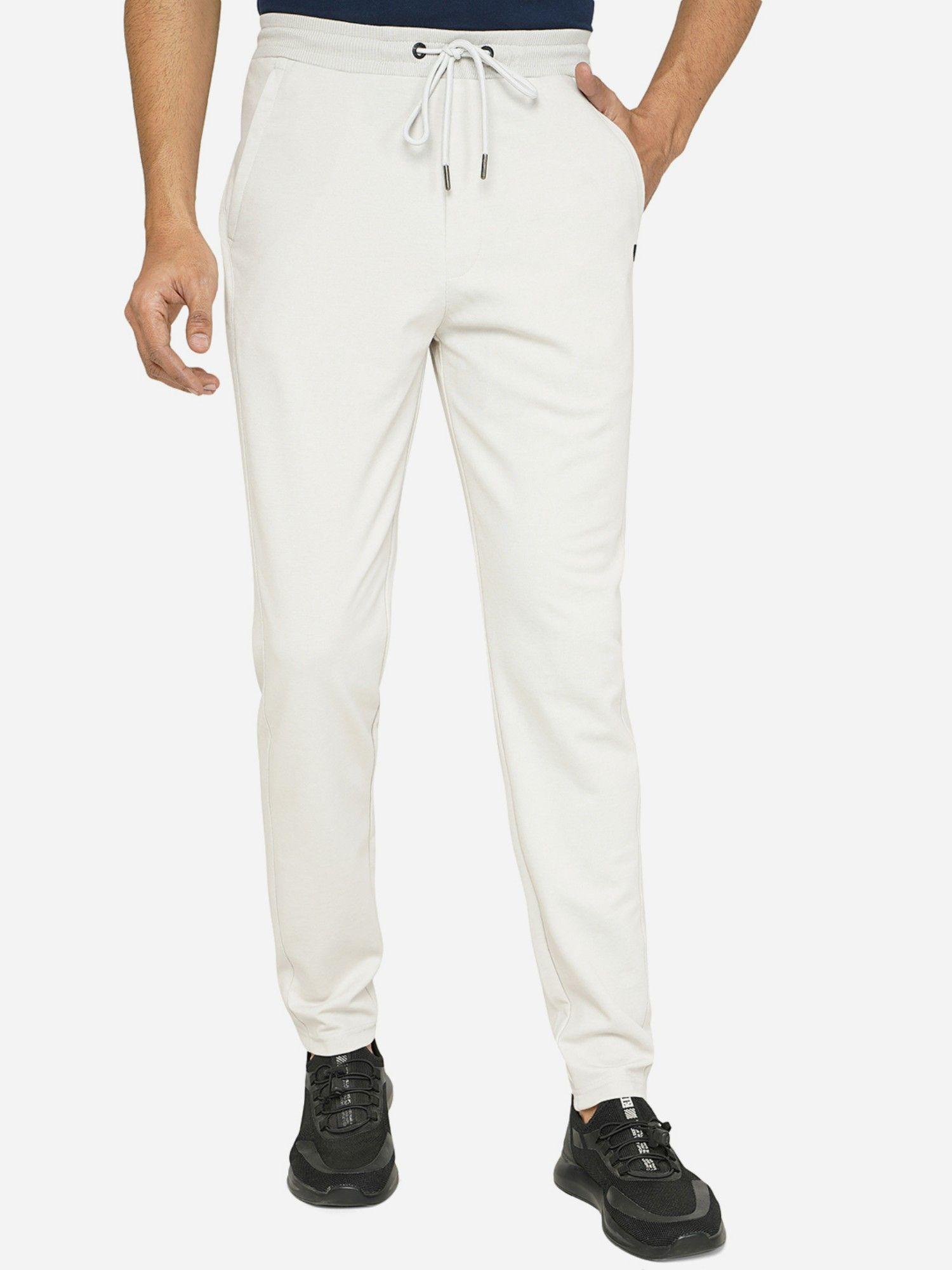 men opal grey solid slim fit track pant