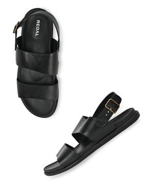 men open-toe slip-on sandals with buckle closure