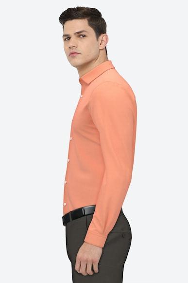men orange athletic fit formal full sleeves formal shirt
