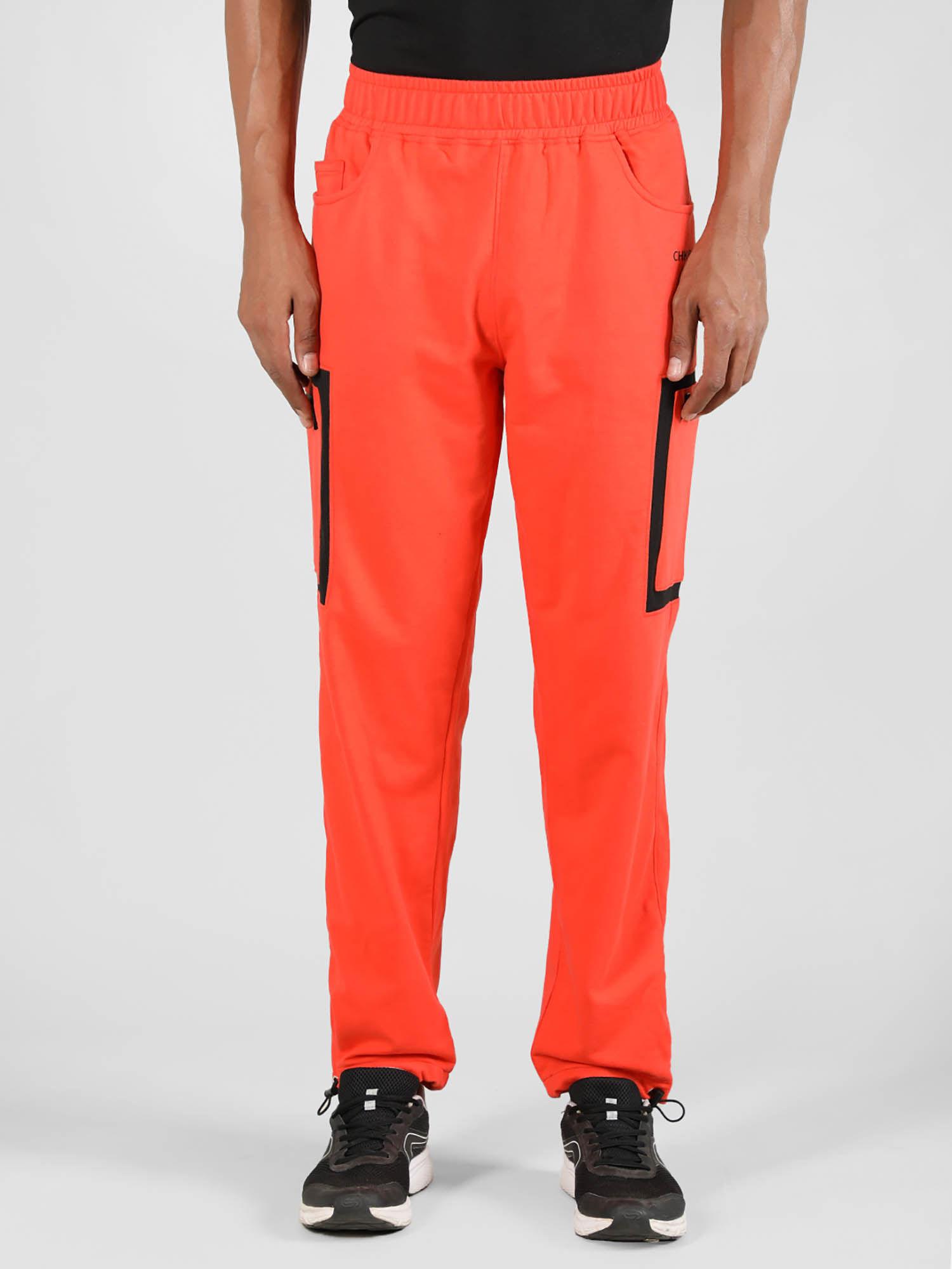 men orange casual track pants