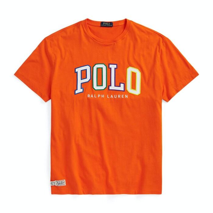 men orange classic fit logo jersey t-shirt