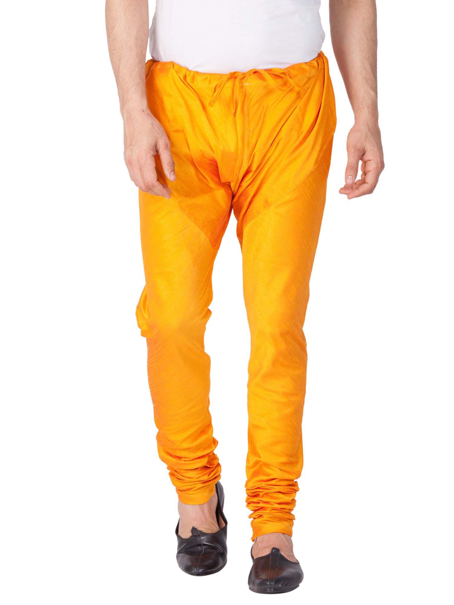 men orange cotton silk pyjama