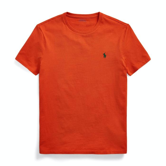 men orange custom slim fit jersey crewneck t-shirt