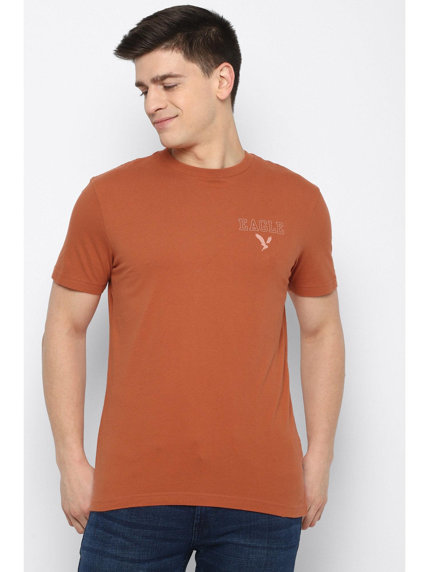 men orange eagle graphic t-shirt