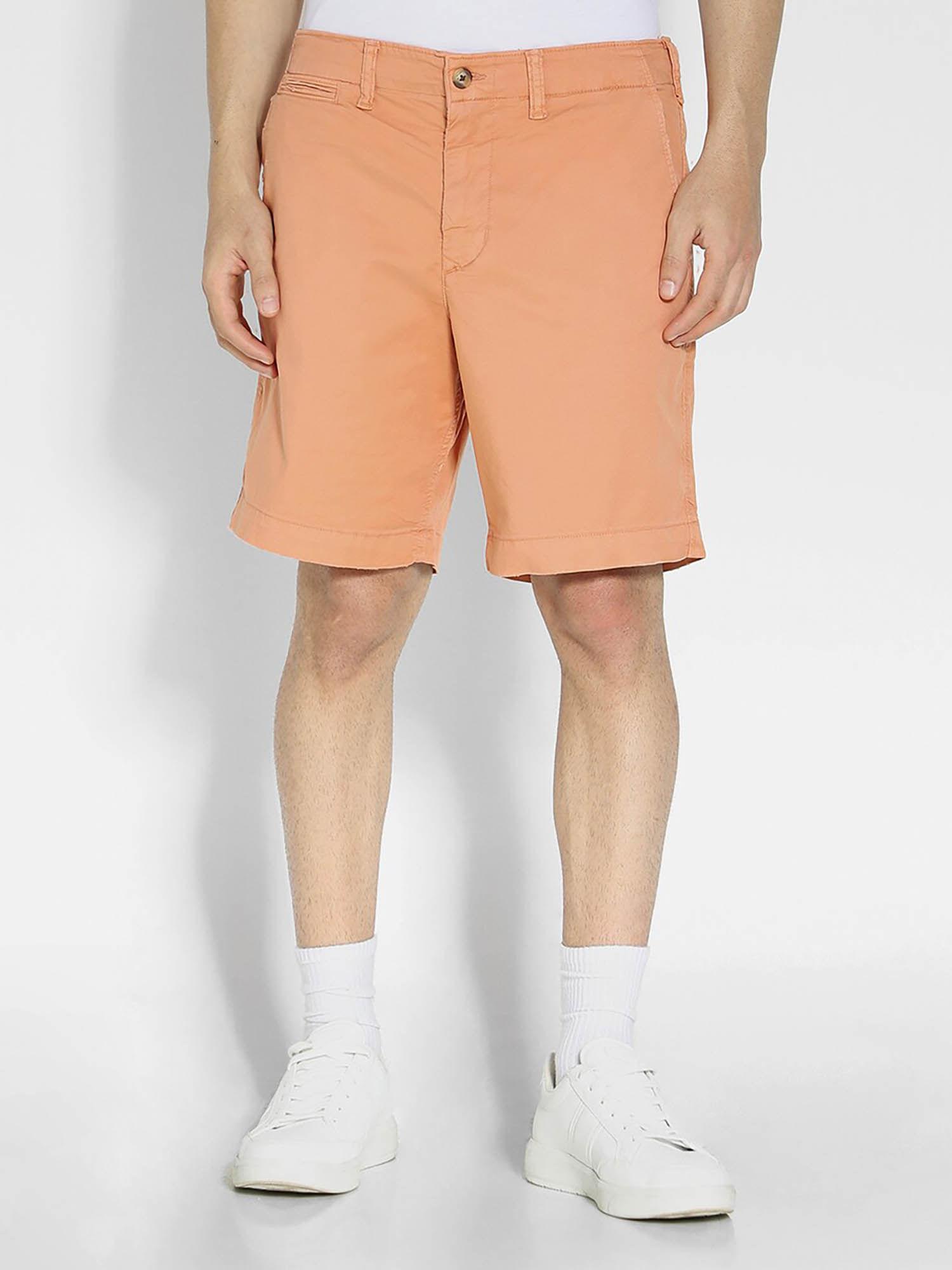 men orange flex 9 inches lived-in khaki short