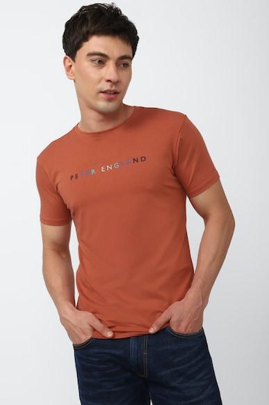 men orange graphic print crew neck graphic t-shirts