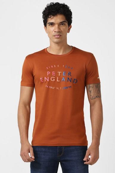 men orange graphic print crew neck graphic t-shirts