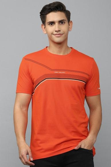 men orange graphic print crew neck t-shirt