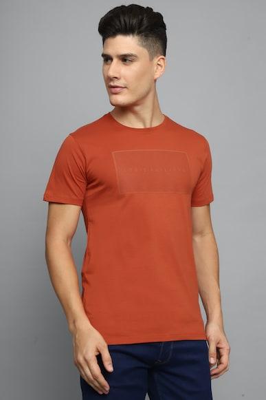 men orange graphic print crew neck t-shirt