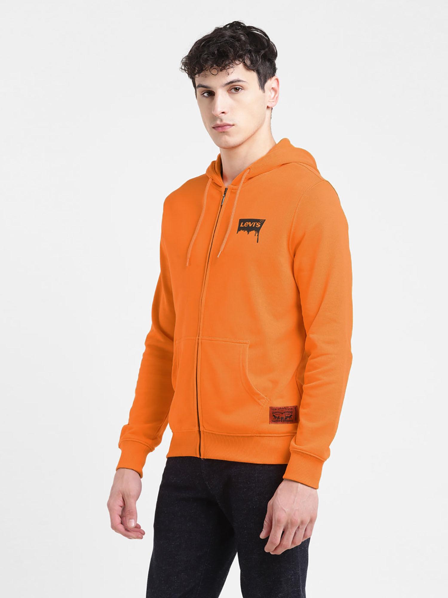 men orange graphic regular fit sweatshirt