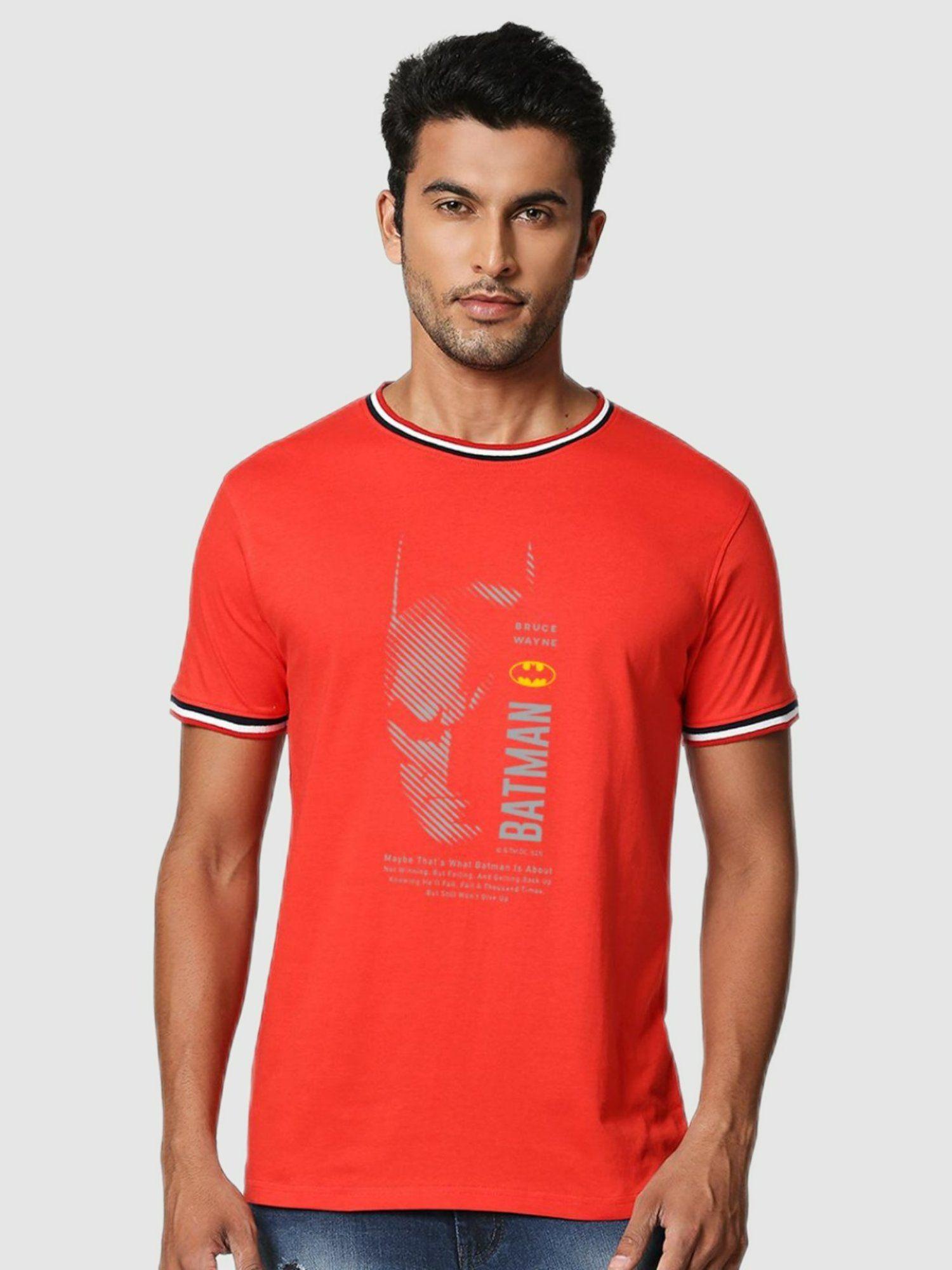 men orange graphic t-shirt