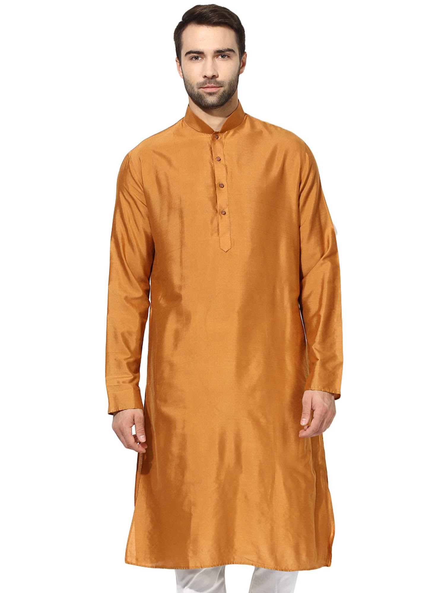 men orange kurta