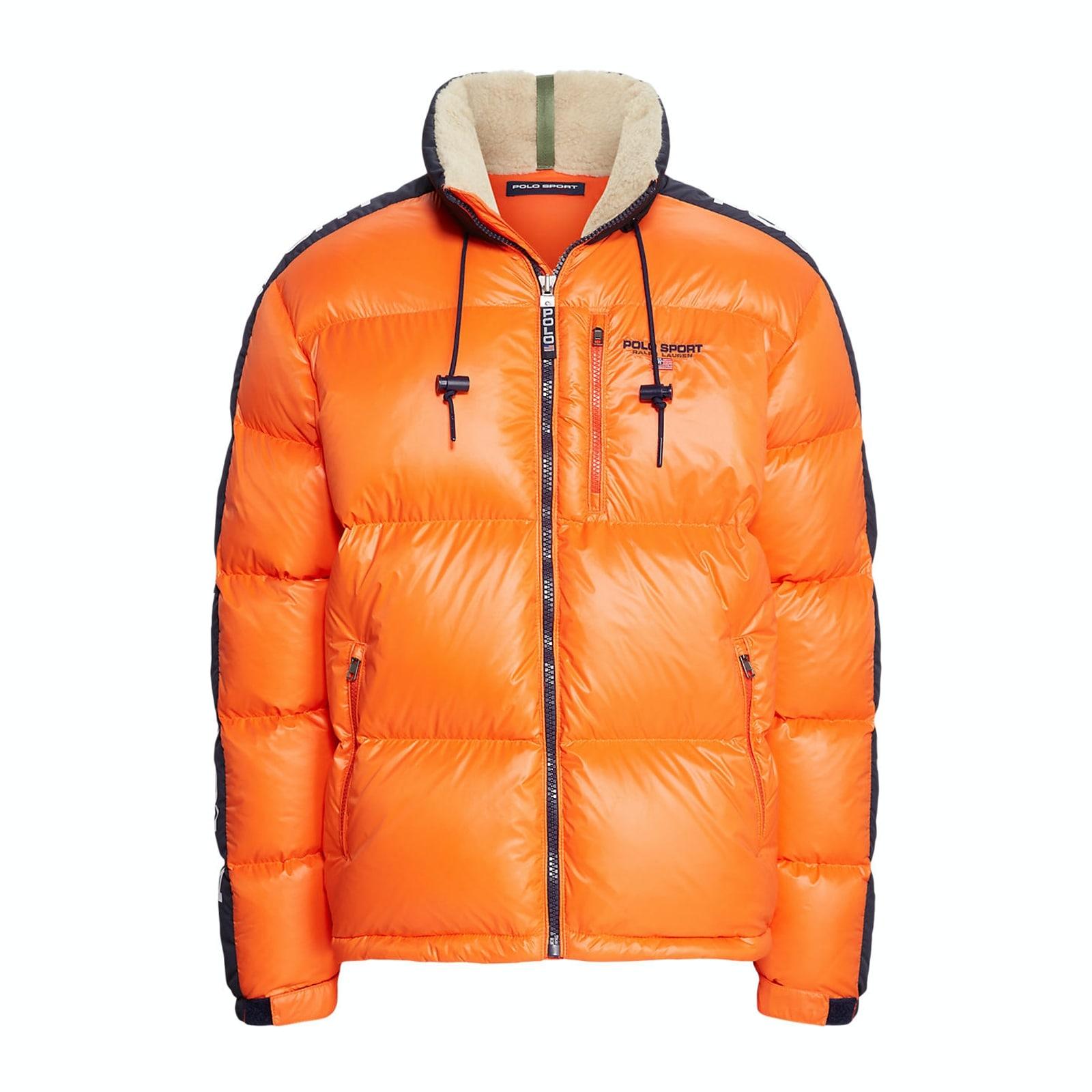 men orange polo sport water-repellent down jacket