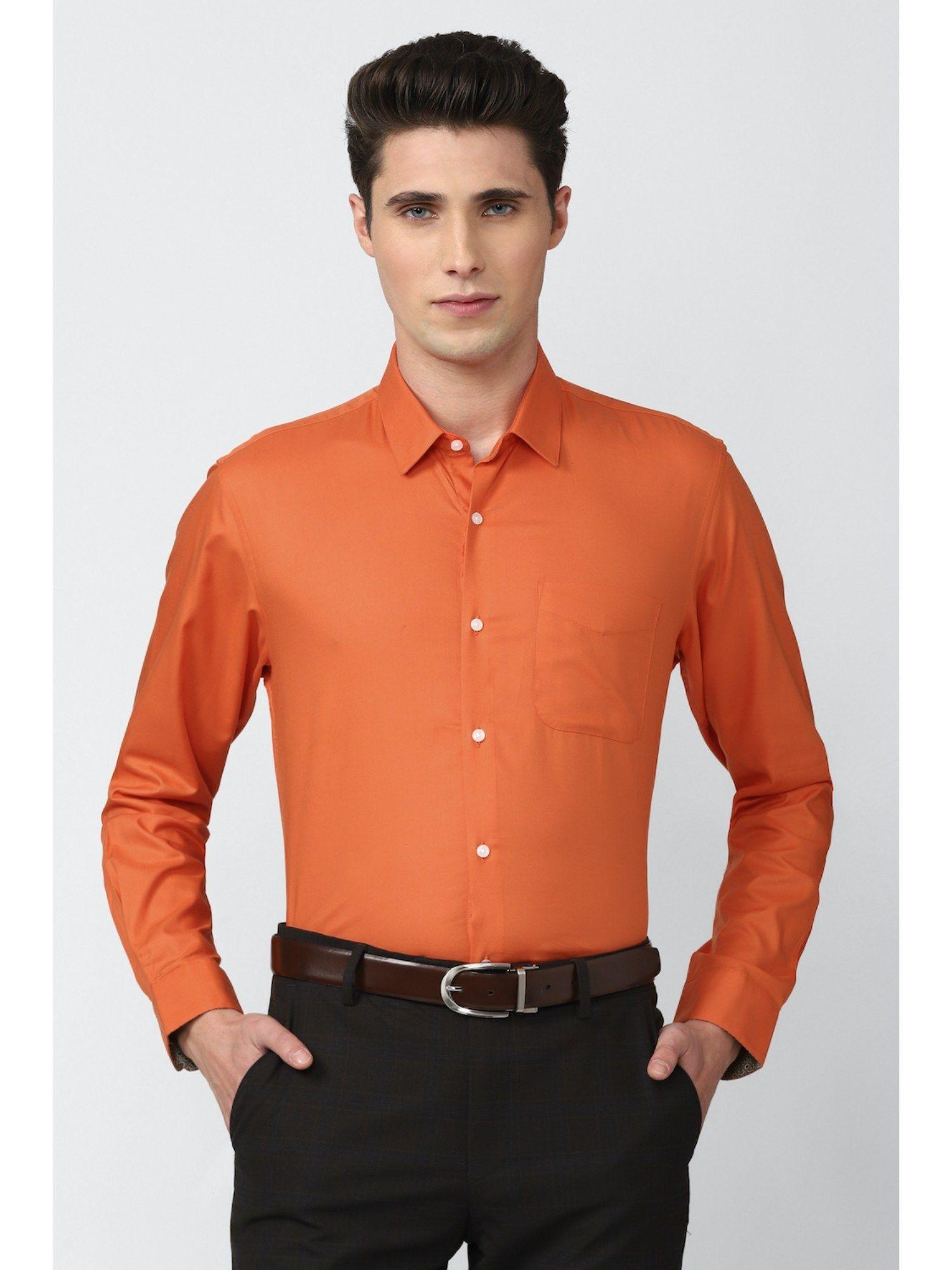 men orange regular fit formal shirt