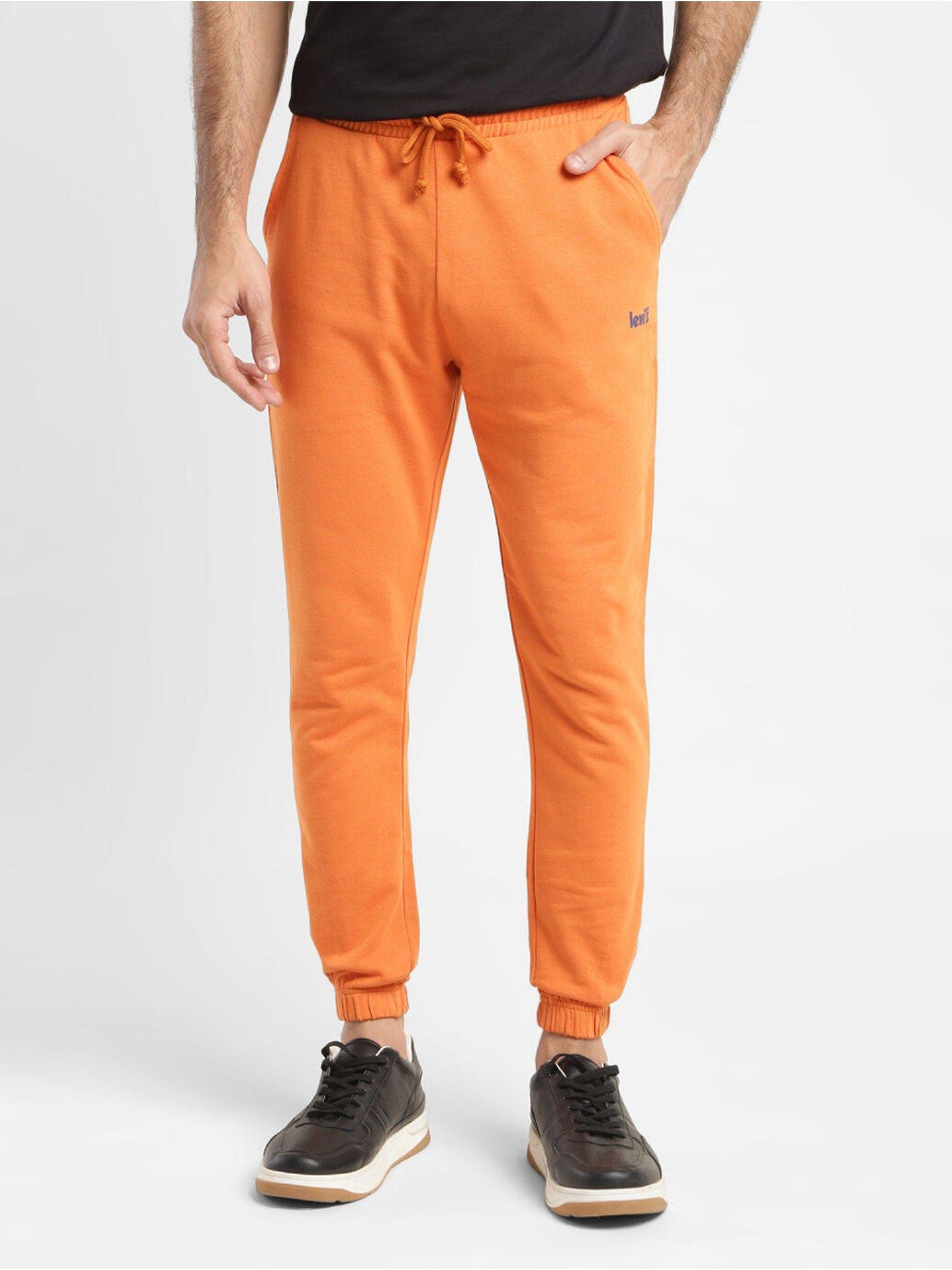 men orange regular joggers