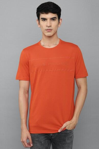 men orange solid crew neck t-shirt