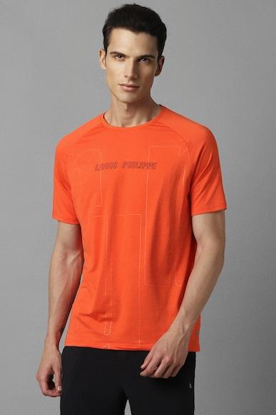 men orange solid crew neck t-shirt