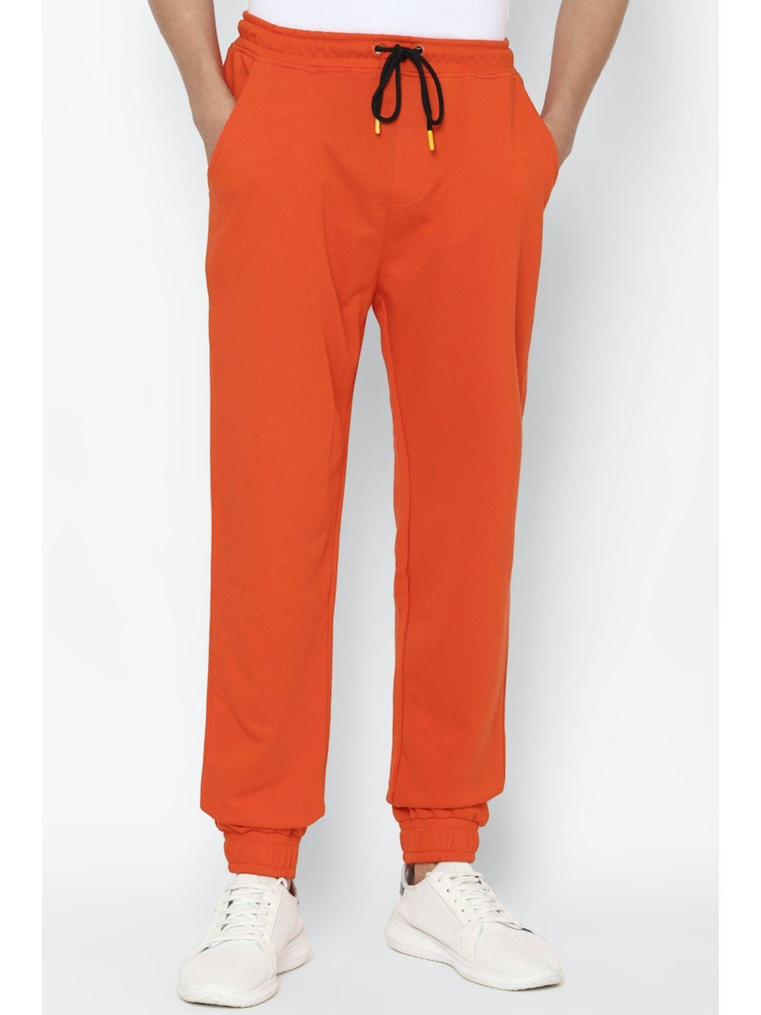 men orange solid jogger