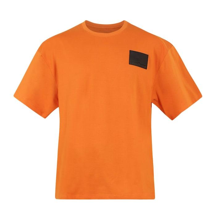 men orange spray paint eagle t-shirt