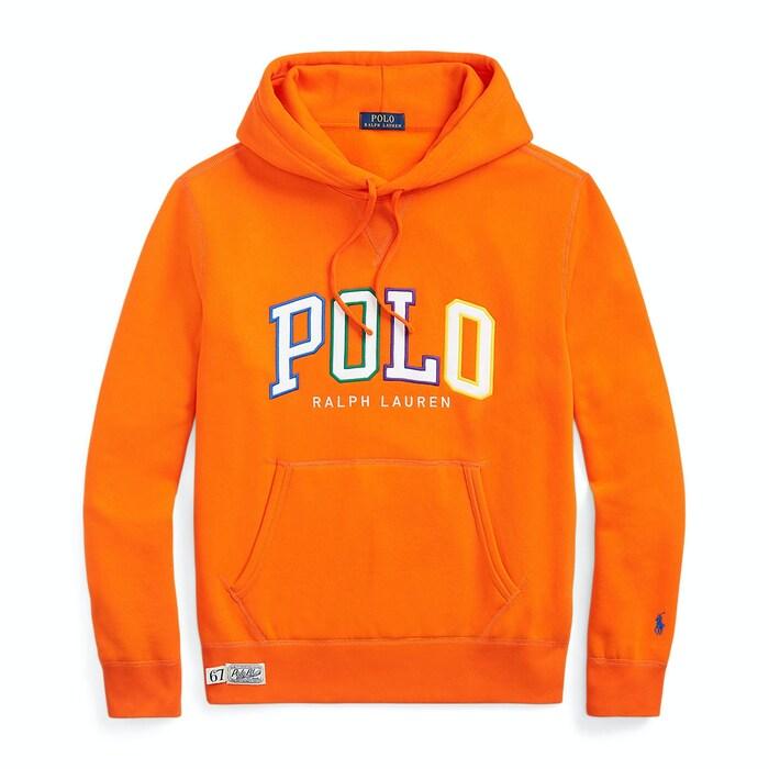 men orange the rl fleece logo hoodie