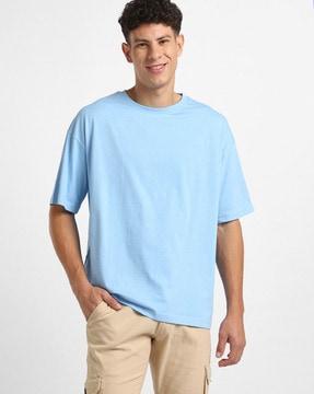 men oversized fit crew-neck cotton t-shirt