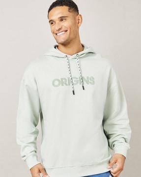 men oversized fit embroidery hoodie