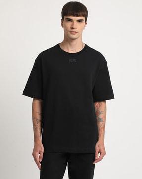 men oversized fit graphic back printed t-shirt