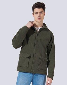 men oversized fit shacket with button-closure